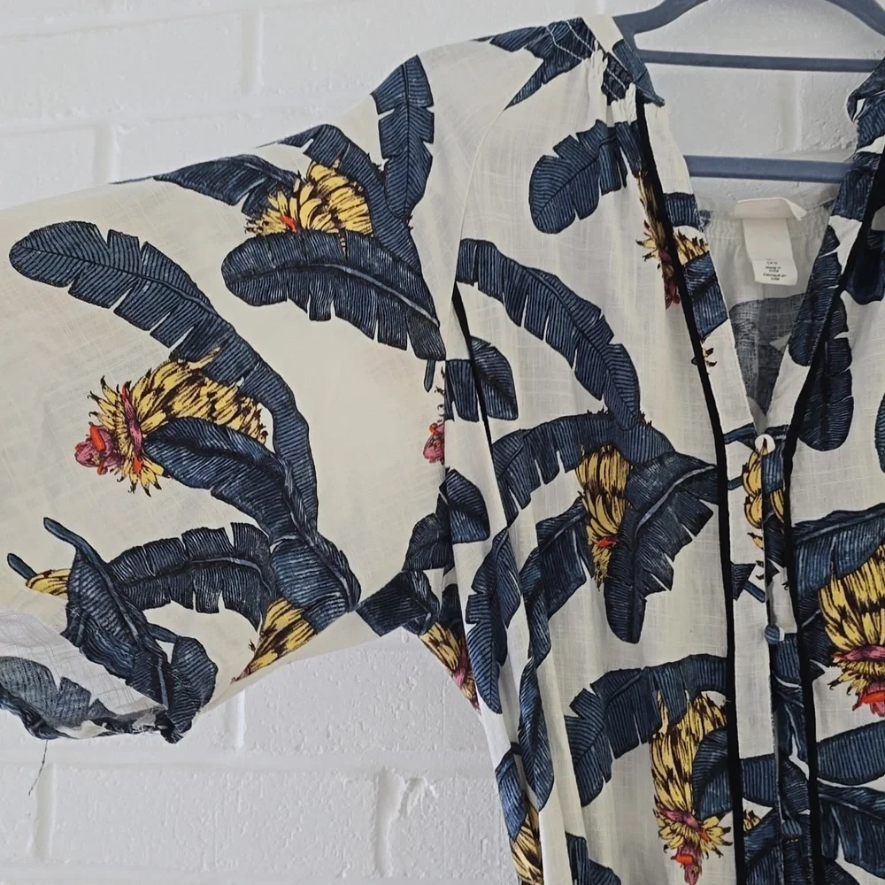 Desmond & Dempsey X H&M Banana Leaves Tropical Maxi Dress Size L - Picture 3 of 12